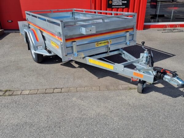 REMORQUE BASCULANTE MECANOREM PRE1001F FREINEE PTAC 800 à 1000KG