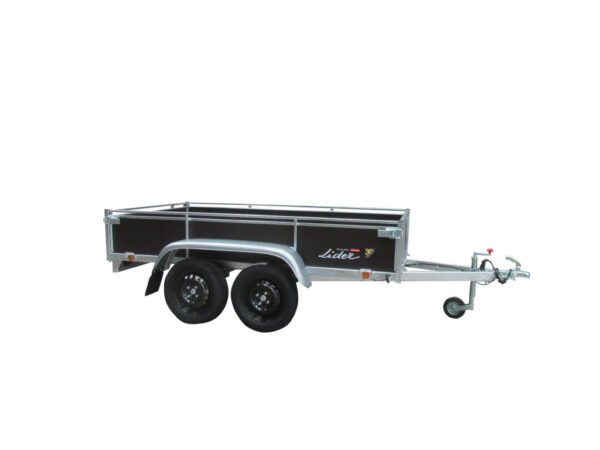 2 REMORQUE GAMME BOIS LIDER 45450 DIM UTILES 251 X 133 X 40 CM PTAC 750KG 2 ESSIEUX OPTION REHAUSSE GRILLAGEE 70CM