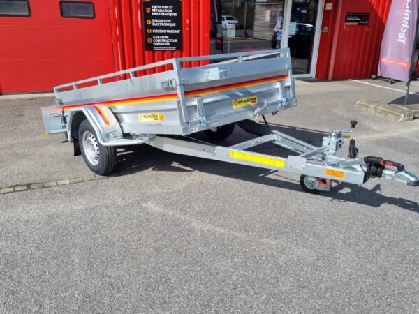 REMORQUE BASCULANTE MECANOREM PRE1001F FREINEE PTAC 800 à 1000KG