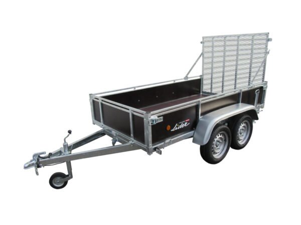 4 REMORQUE GAMME BOIS LIDER 45450 DIM UTILES 251 X 133 X 40 CM PTAC 750KG 2 ESSIEUX OPTION REHAUSSE GRILLAGEE 70CM